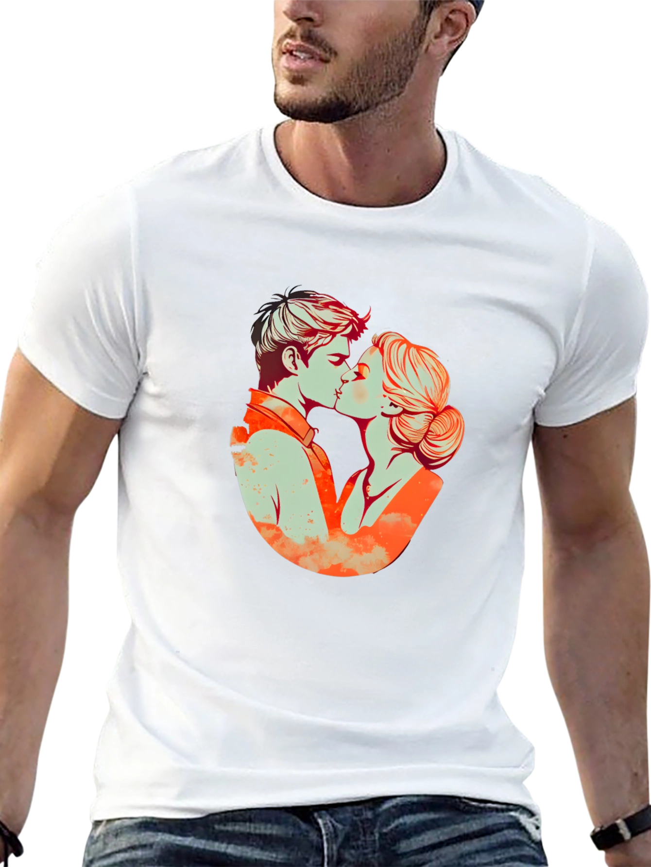 Kissing Couple Graphic Tee - Black