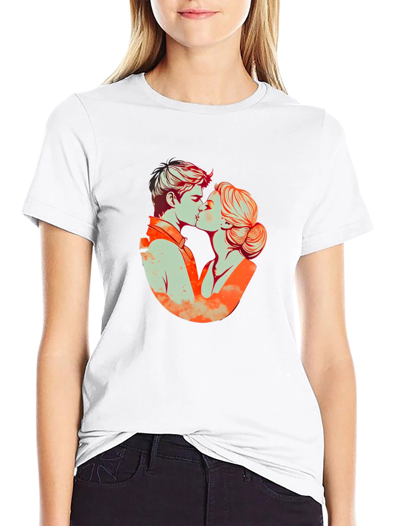 Kissing Couple Graphic Tee - Black