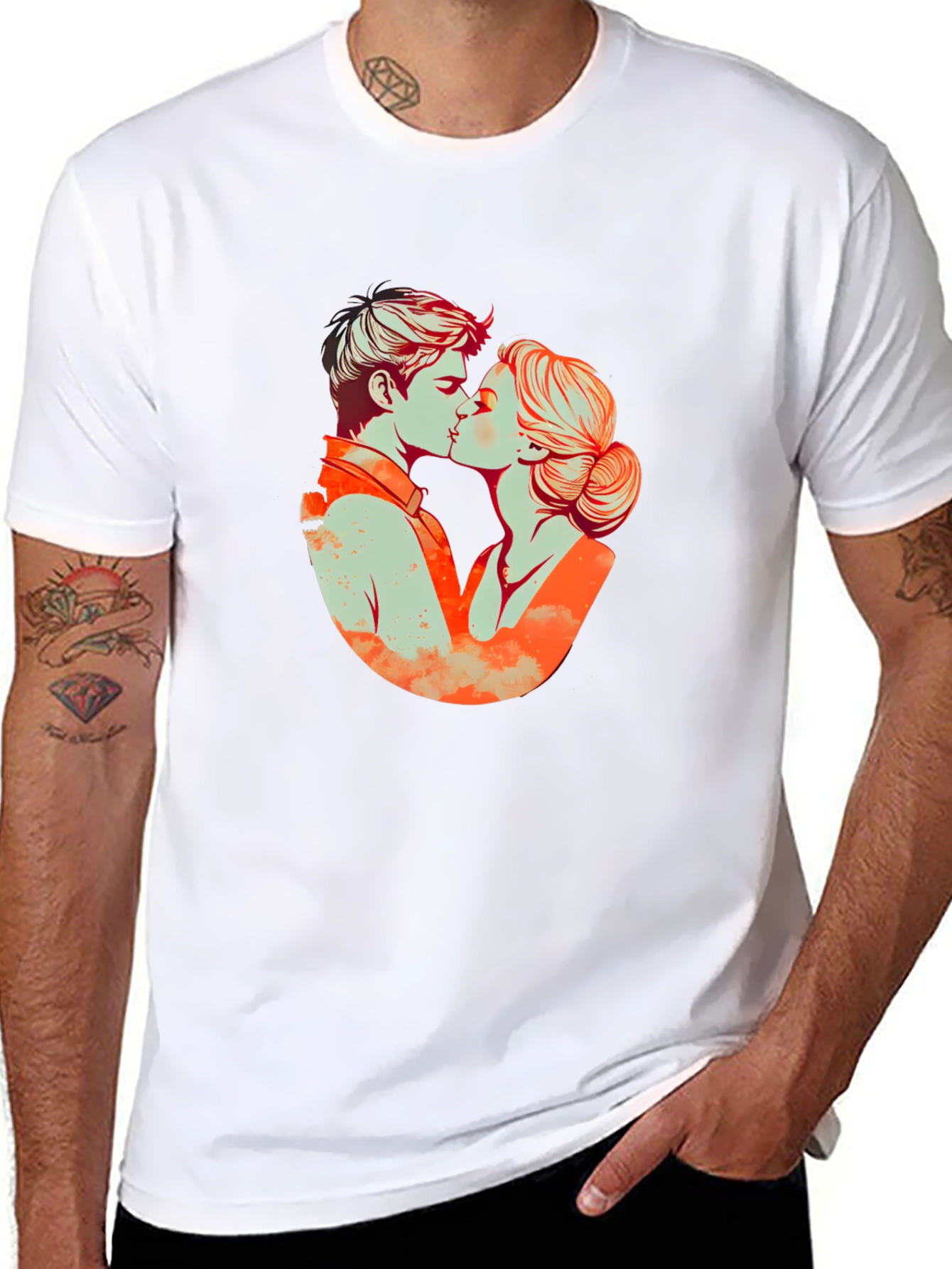Kissing Couple Graphic Tee - Black