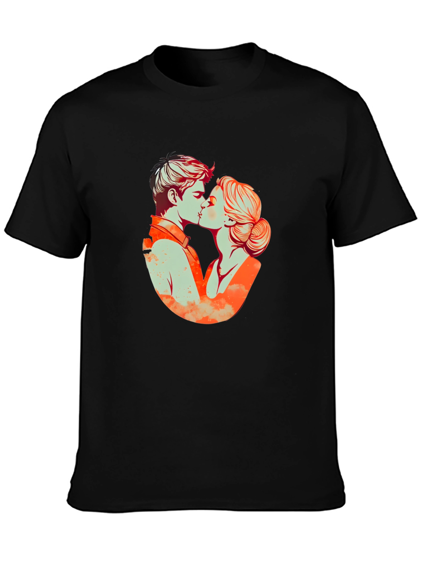 Kissing Couple Graphic Tee - Black