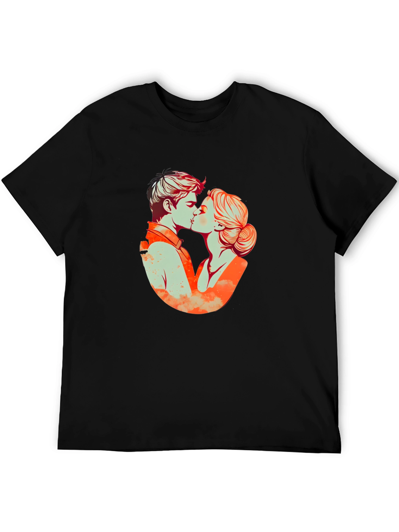 Kissing Couple Graphic Tee - Black