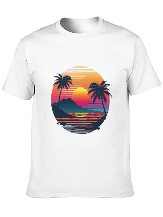Retro Sunset Palm Tree Graphic Tee