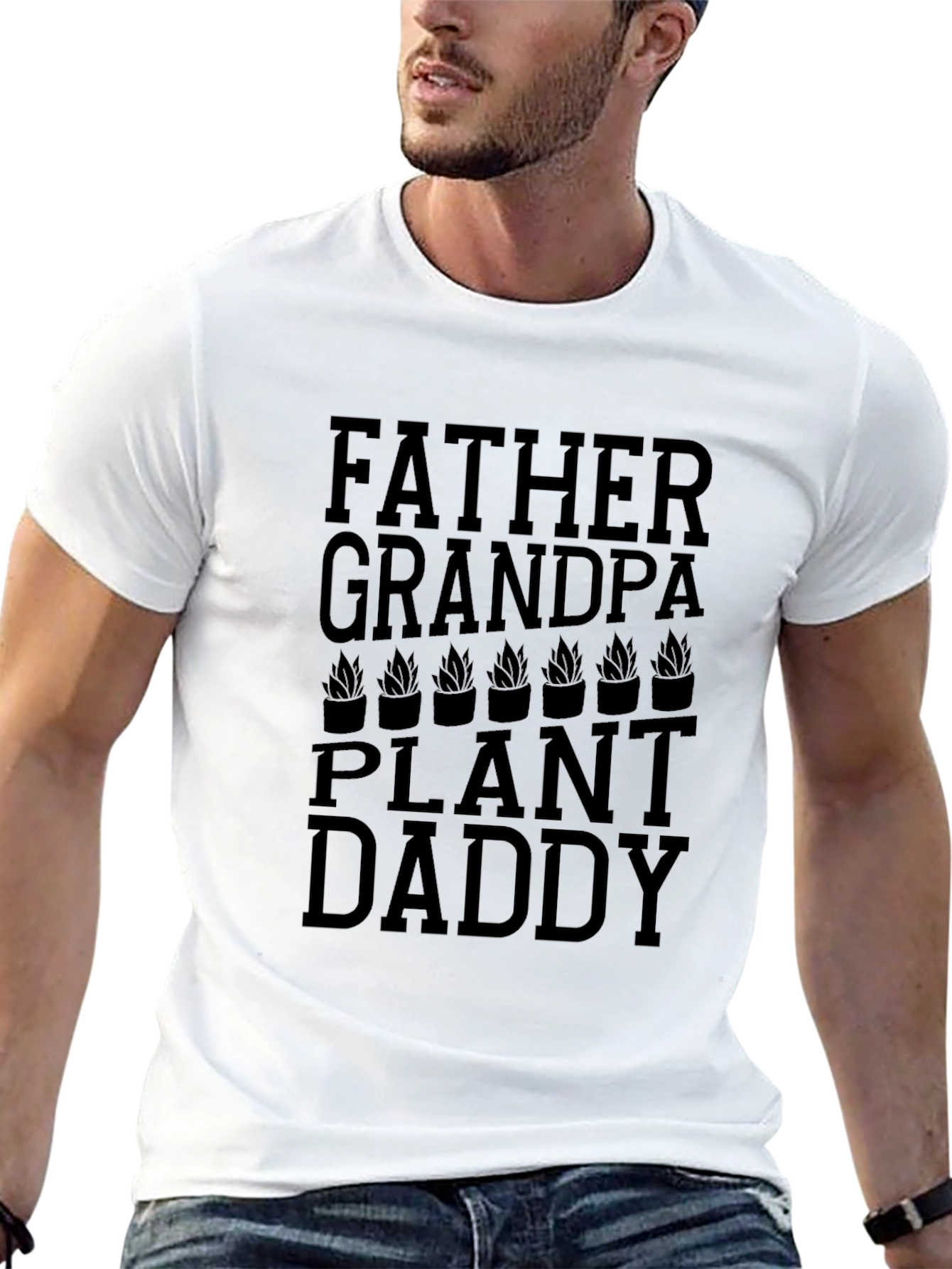 Father Grandpa Plant Daddy Black Graphic Tee