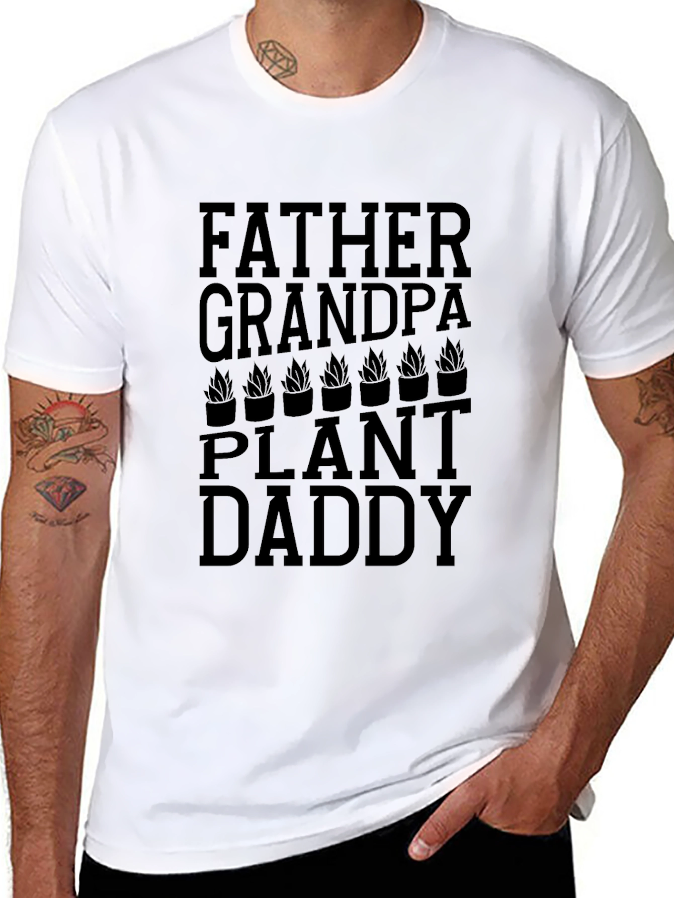 Father Grandpa Plant Daddy Black Graphic Tee