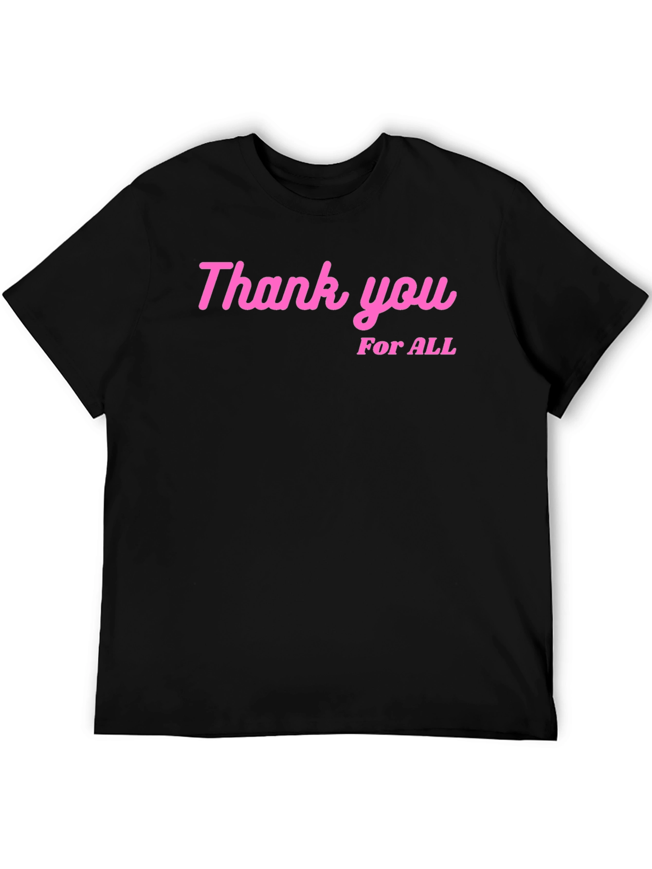 Thank You For All Pink Print Black T-Shirt