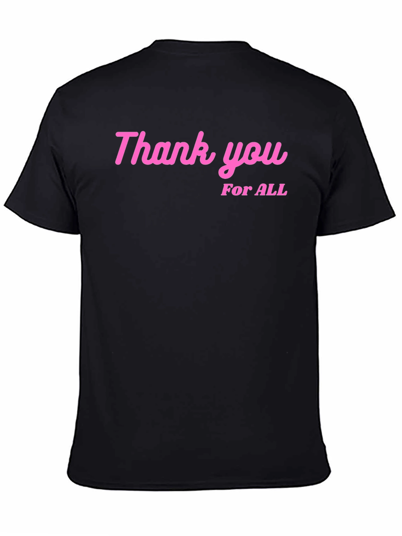 Thank You For All Pink Print Black T-Shirt