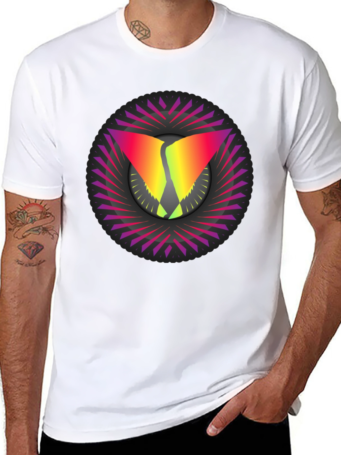 Abstract Graphic Tee - Stylish Mens Black T-Shirt