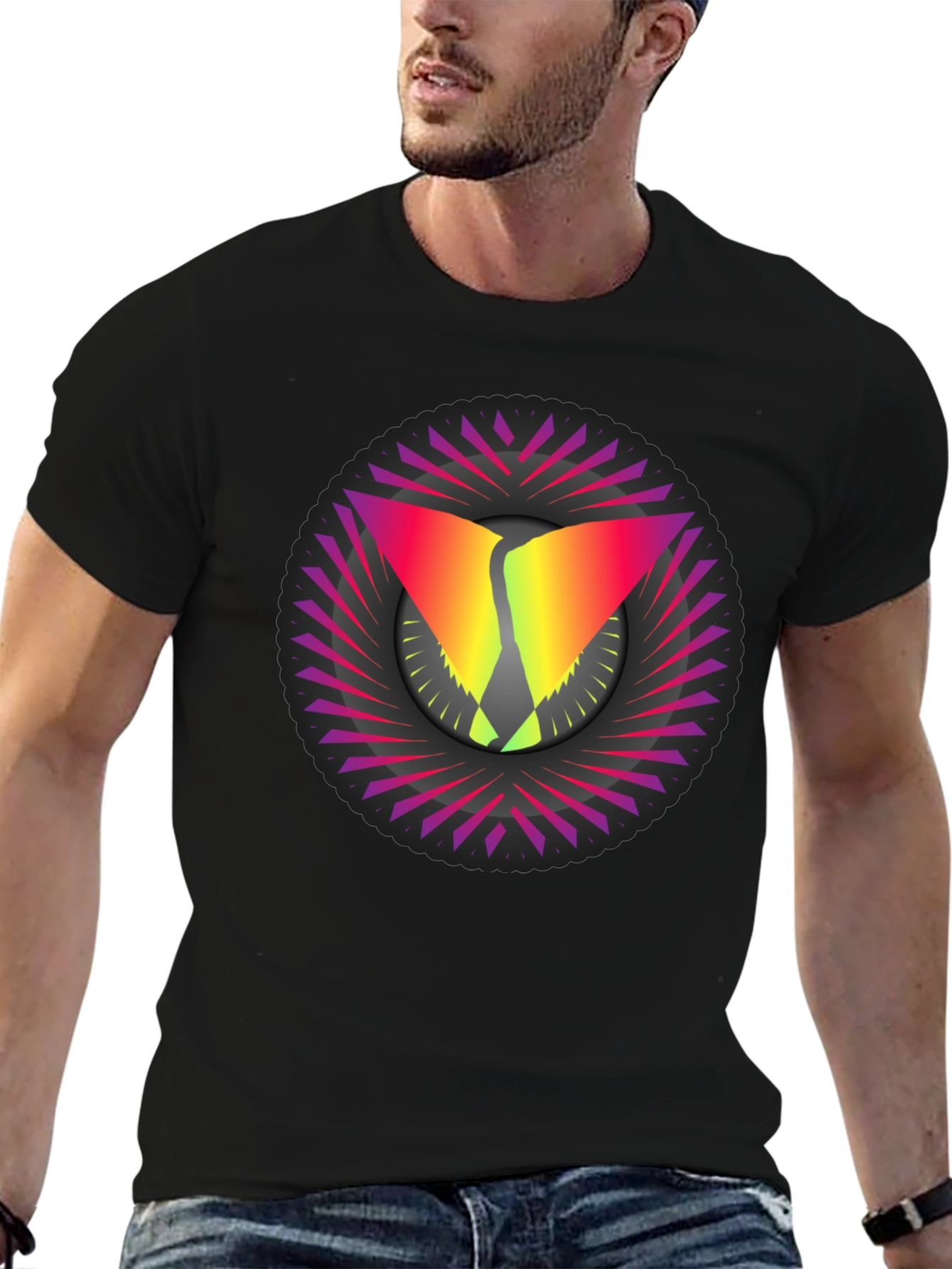 Abstract Graphic Tee - Stylish Mens Black T-Shirt