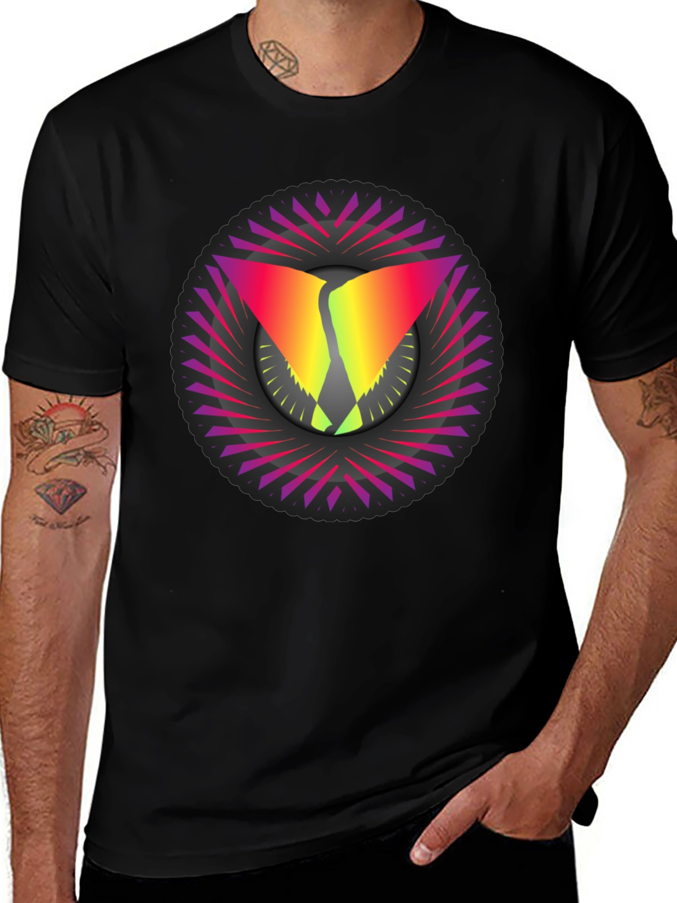 Abstract Graphic Tee - Stylish Mens Black T-Shirt
