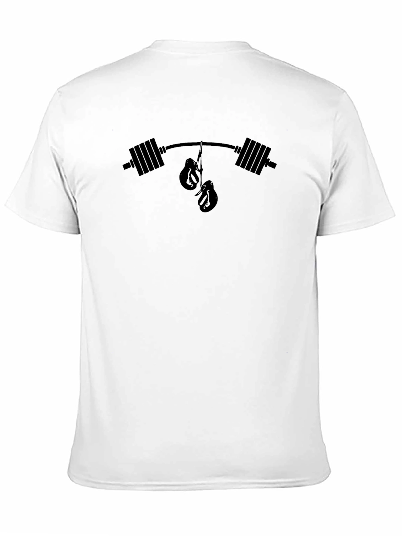 Black Boxing Gym T-Shirt - Barbell Boxing Gloves Design