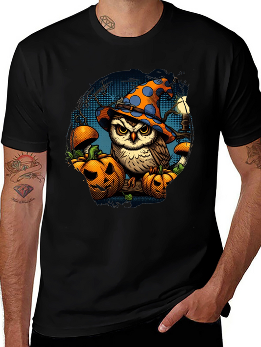 Halloween Owl T-Shirt with Pumpkins