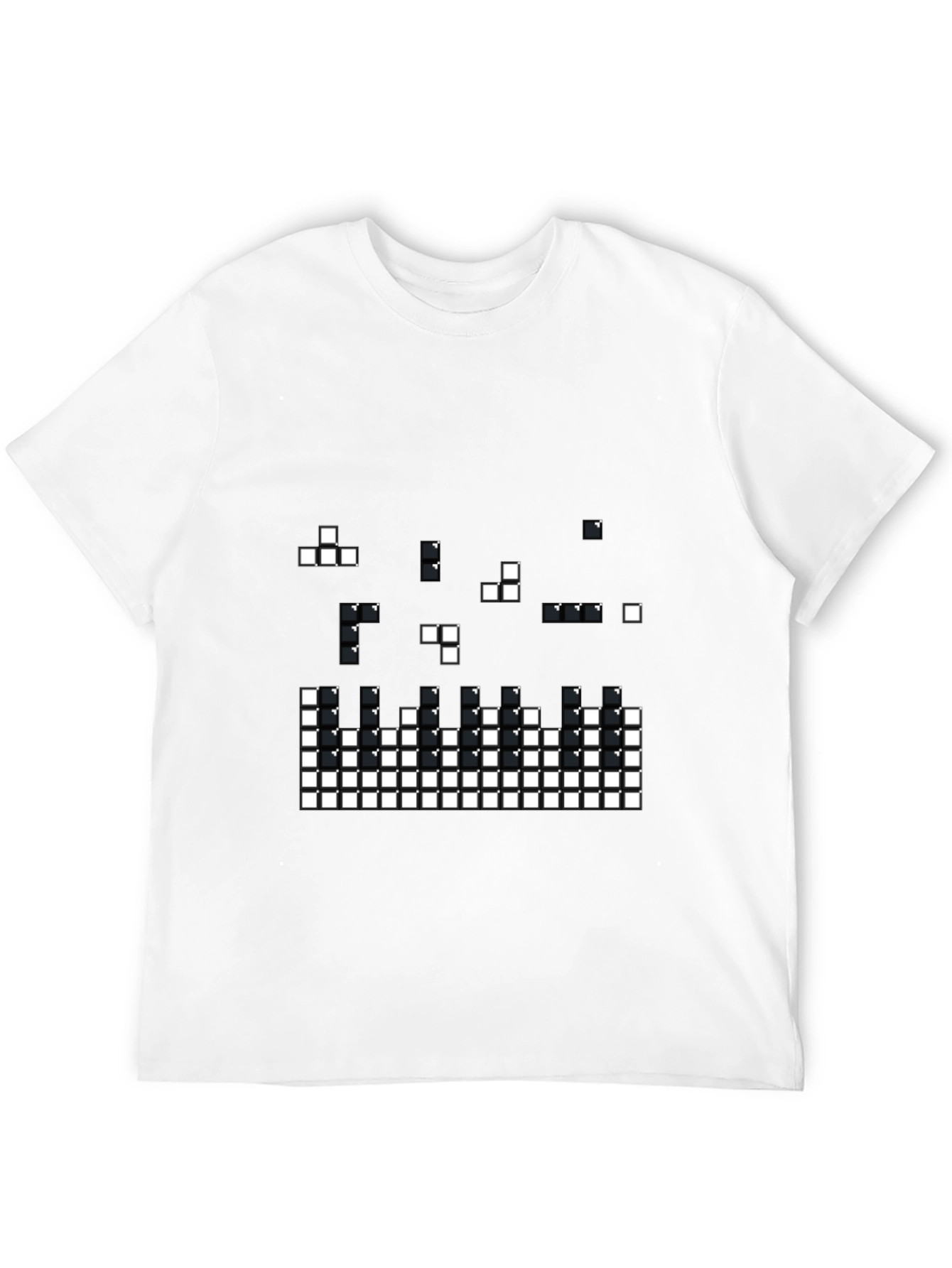 Tetris Pixel Art Black T-Shirt