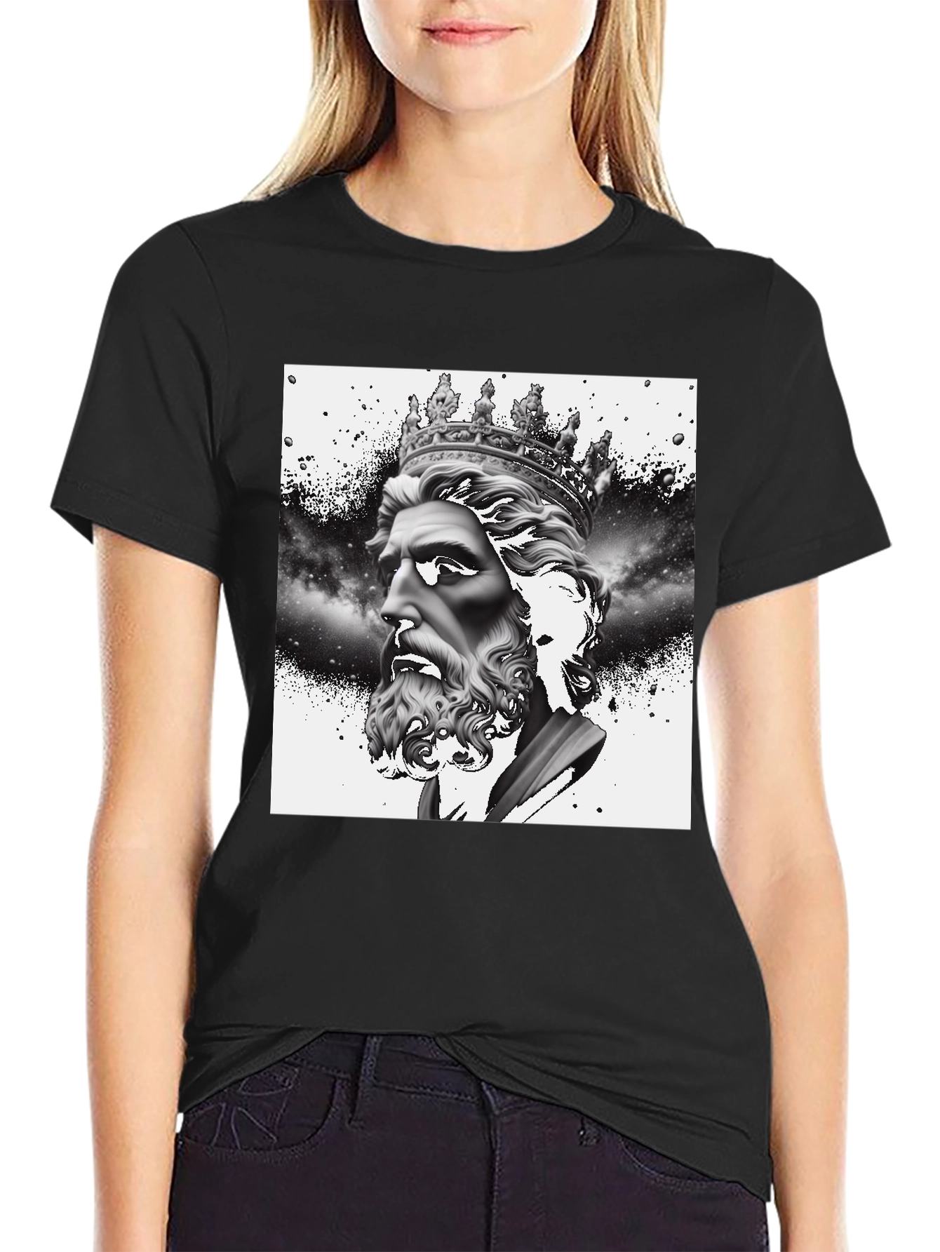 King Neptune Graphic Tee - Black Cotton Blend
