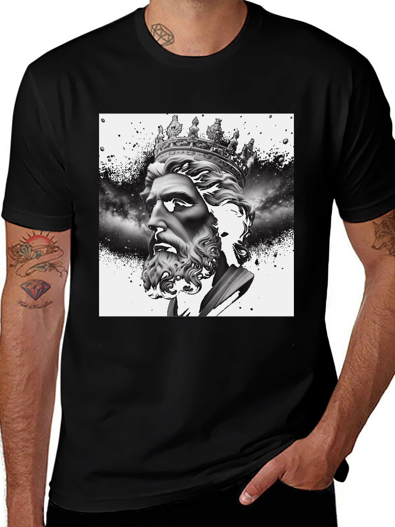 King Neptune Graphic Tee - Black Cotton Blend