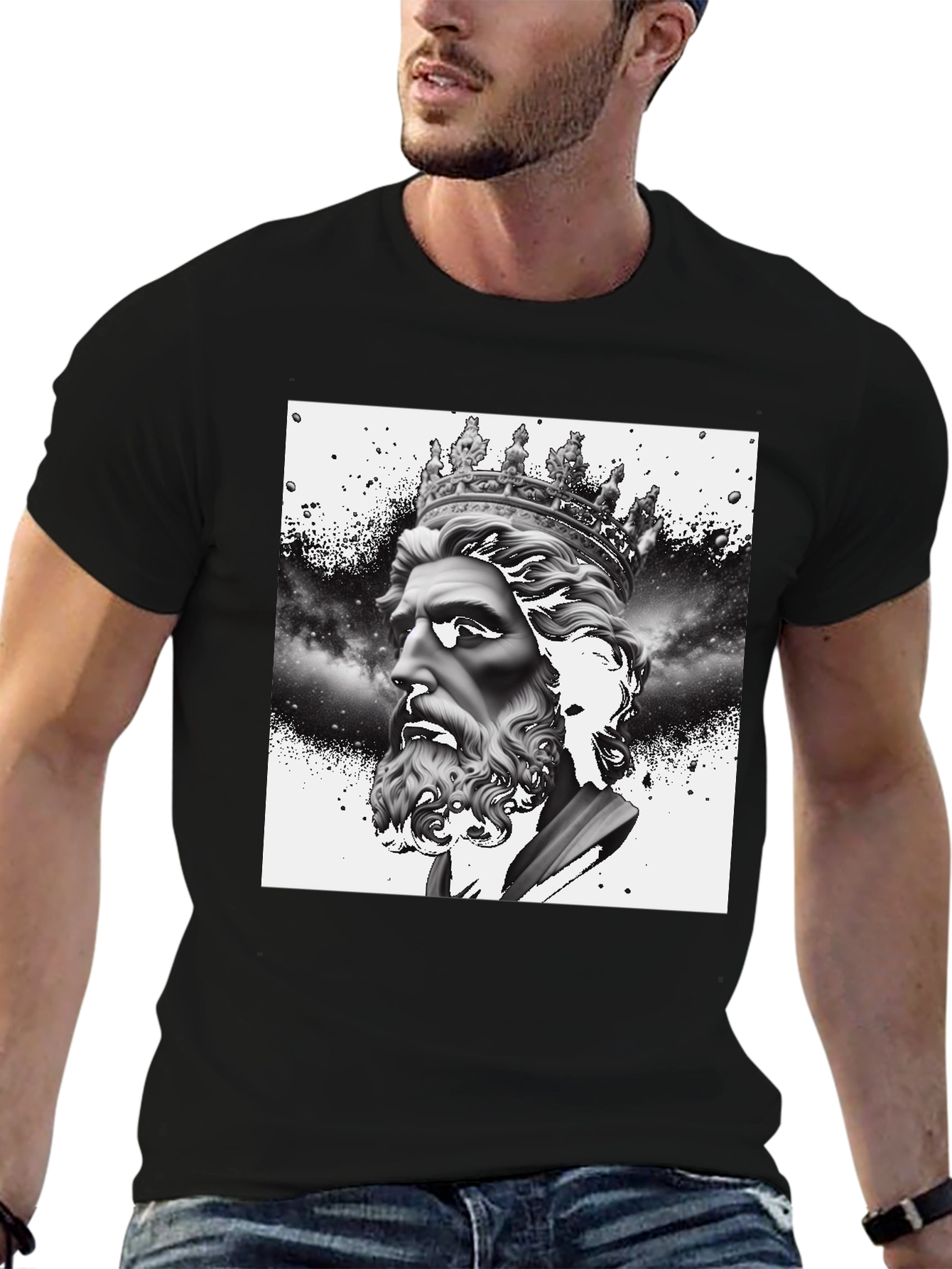 King Neptune Graphic Tee - Black Cotton Blend