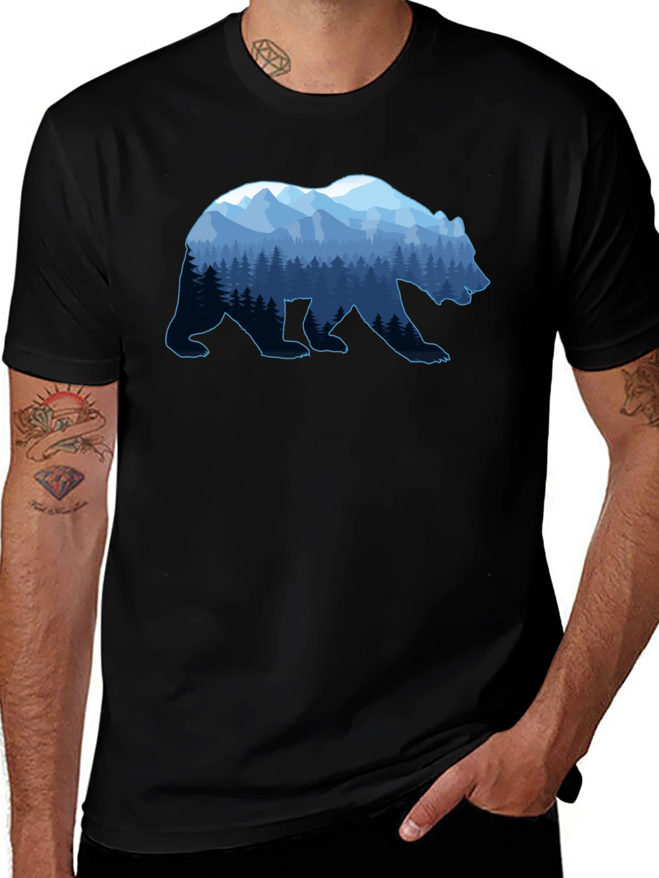 Mountain Bear Graphic T-Shirt - Nature Inspired Design