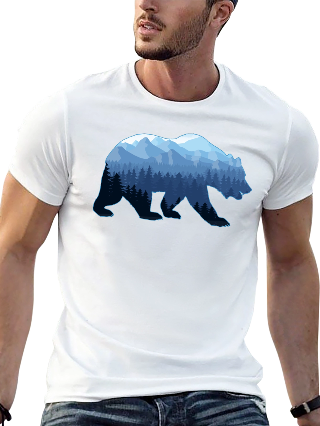 Mountain Bear Graphic T-Shirt - Nature Inspired Design