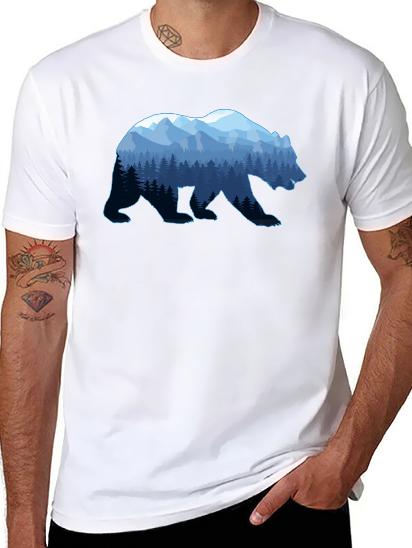 Mountain Bear Graphic T-Shirt - Nature Inspired Design