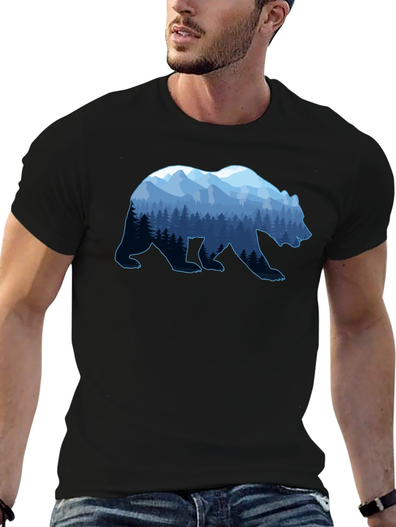 Mountain Bear Graphic T-Shirt - Nature Inspired Design