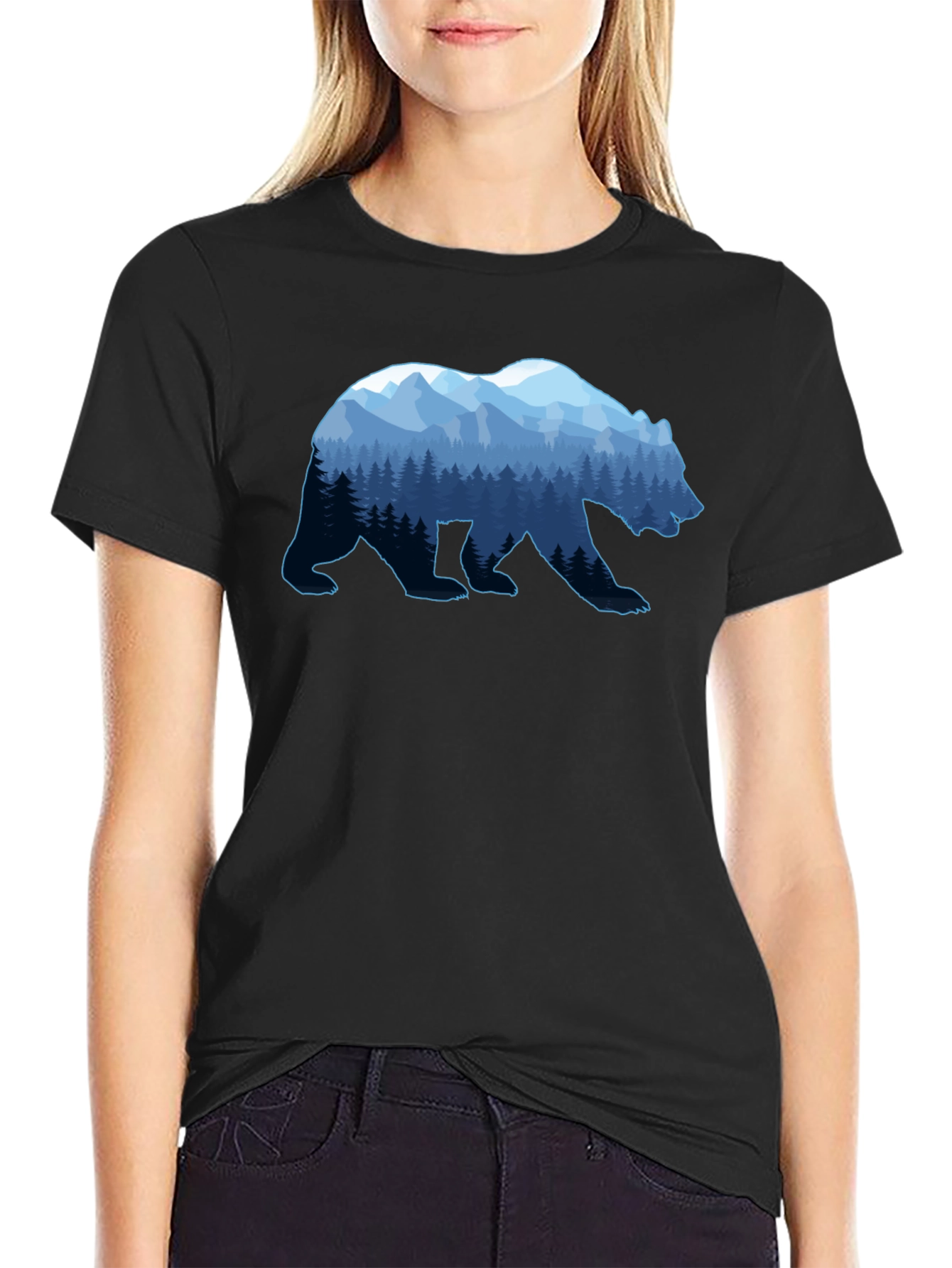 Mountain Bear Graphic T-Shirt - Nature Inspired Design
