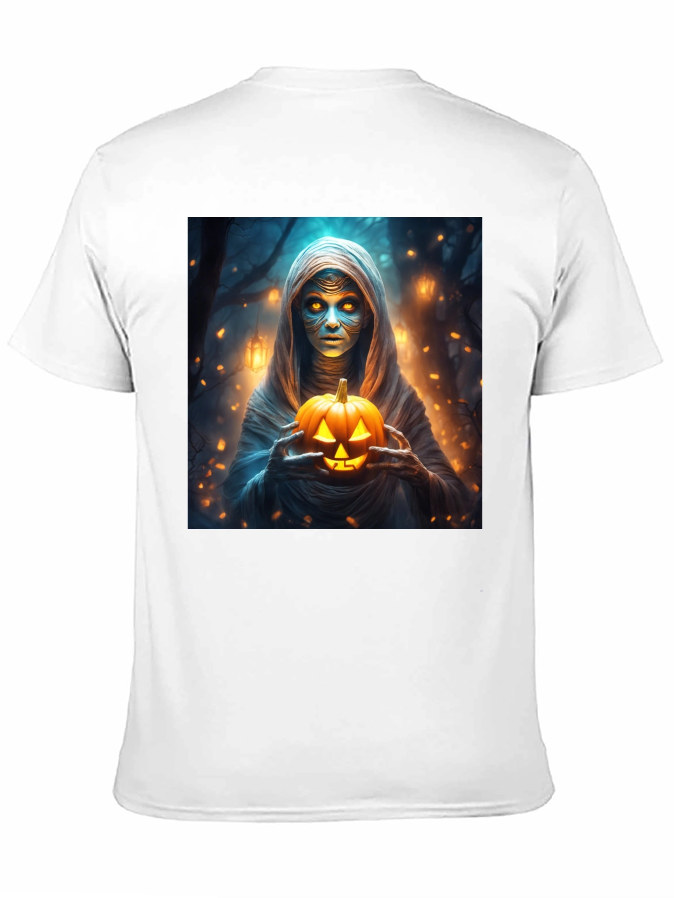 Halloween Mummy Holding Jack-o-Lantern T-Shirt