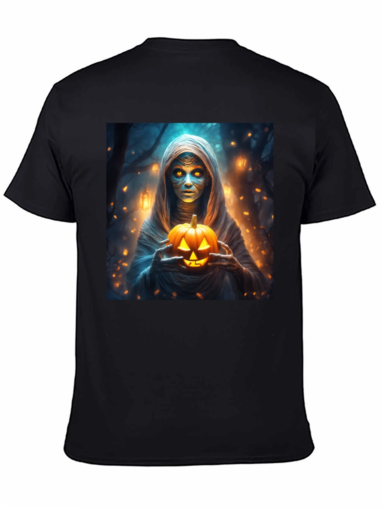 Halloween Mummy Holding Jack-o-Lantern T-Shirt