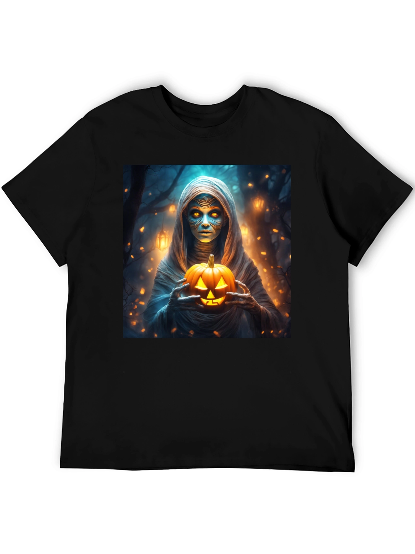 Halloween Mummy Holding Jack-o-Lantern T-Shirt