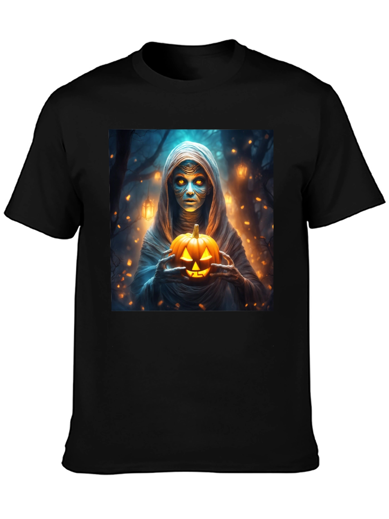 Halloween Mummy Holding Jack-o-Lantern T-Shirt