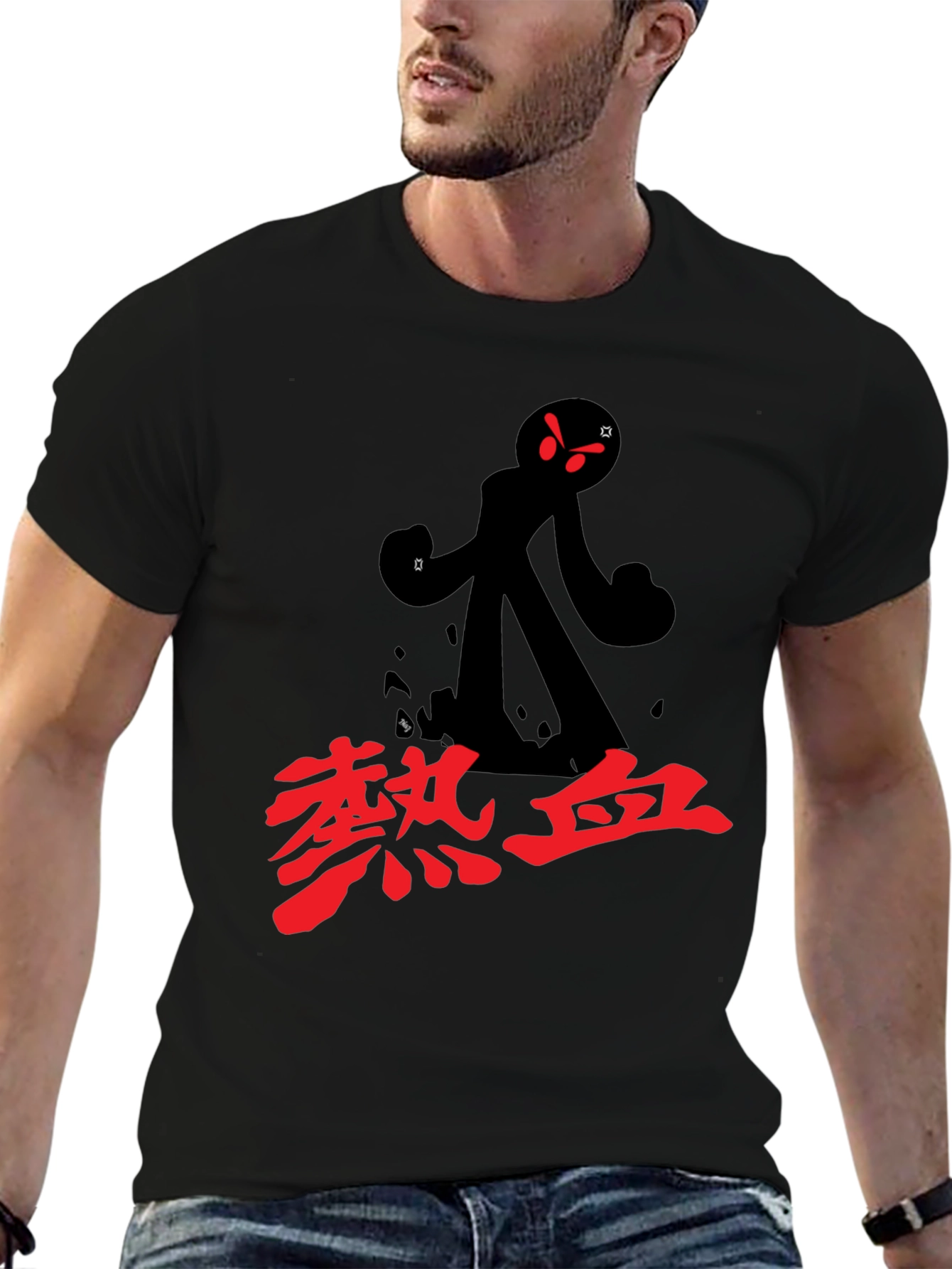 Black T-Shirt with Anime Graphic