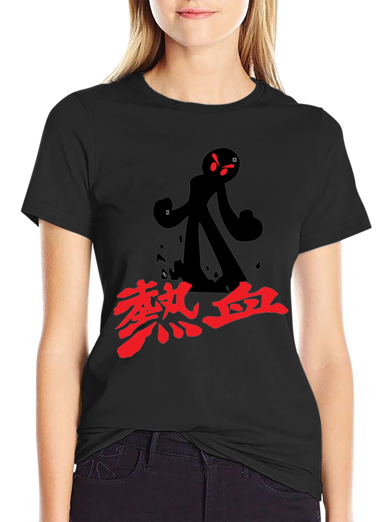 Black T-Shirt with Anime Graphic