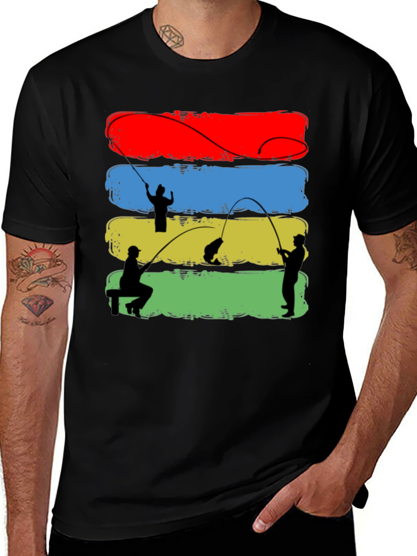 Fisherman Silhouette Graphic T-Shirt