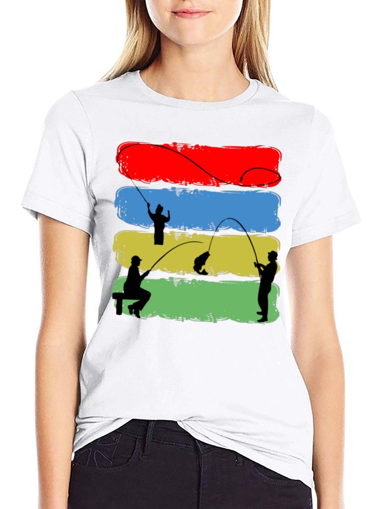 Fisherman Silhouette Graphic T-Shirt