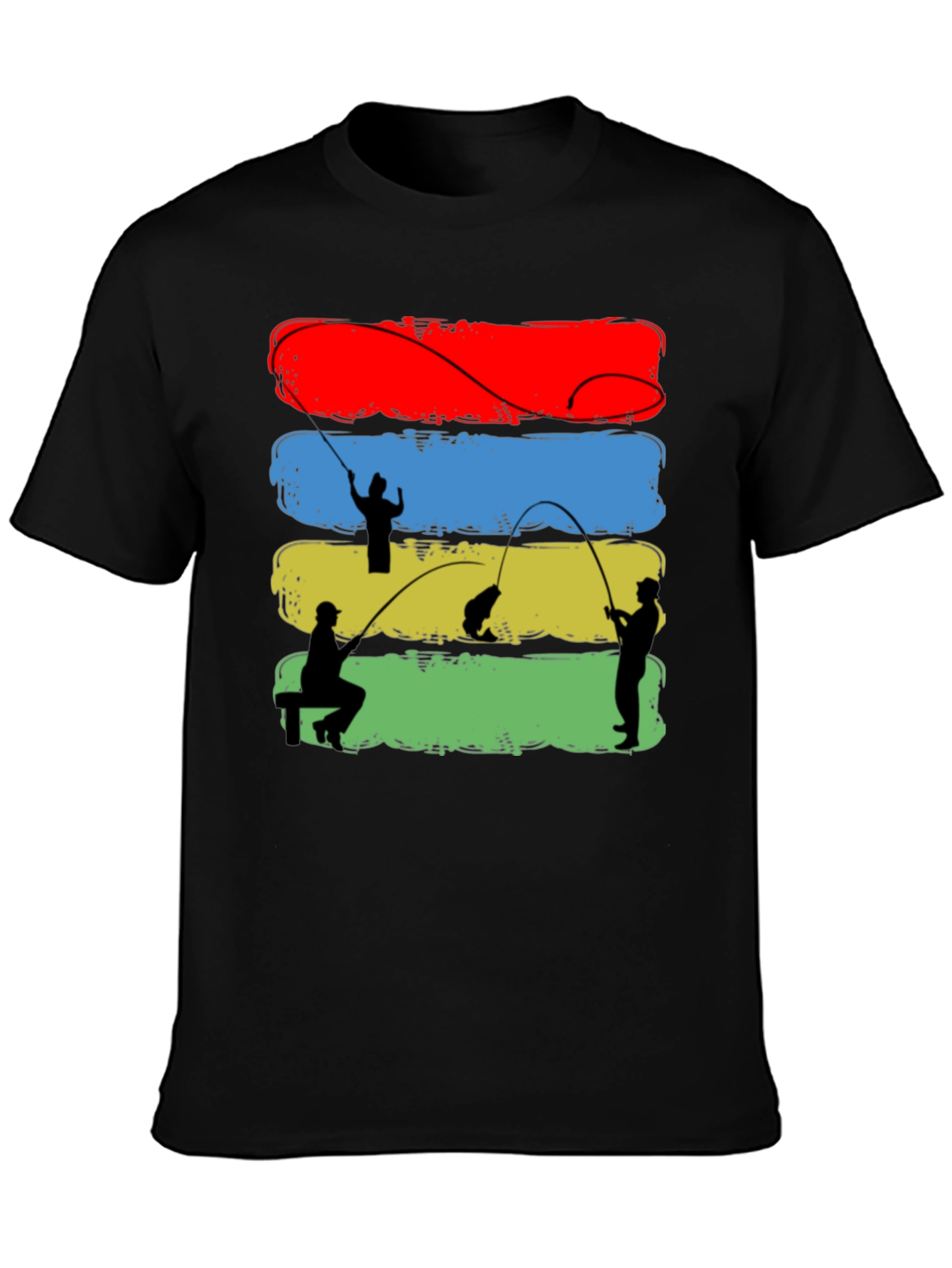 Fisherman Silhouette Graphic T-Shirt