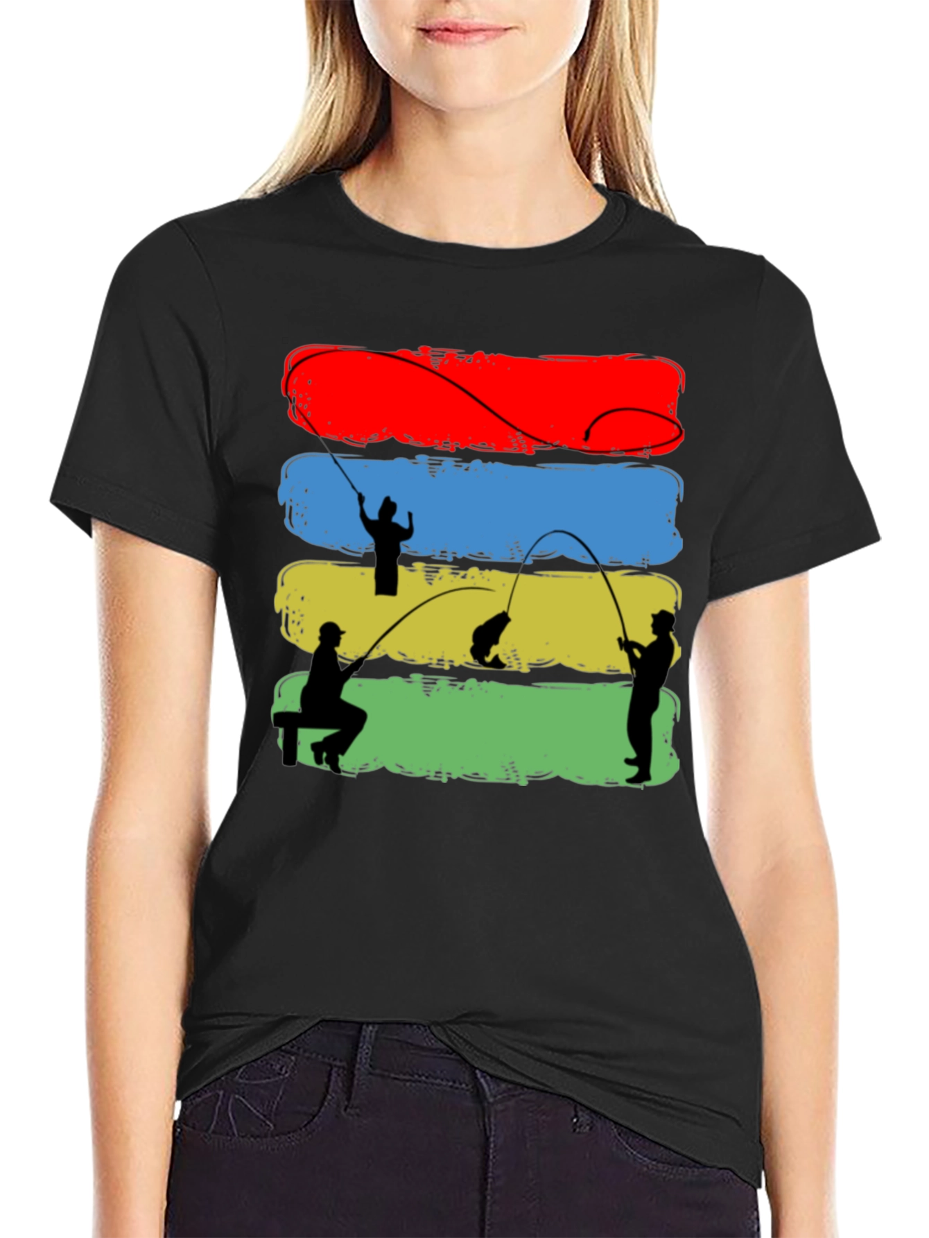 Fisherman Silhouette Graphic T-Shirt