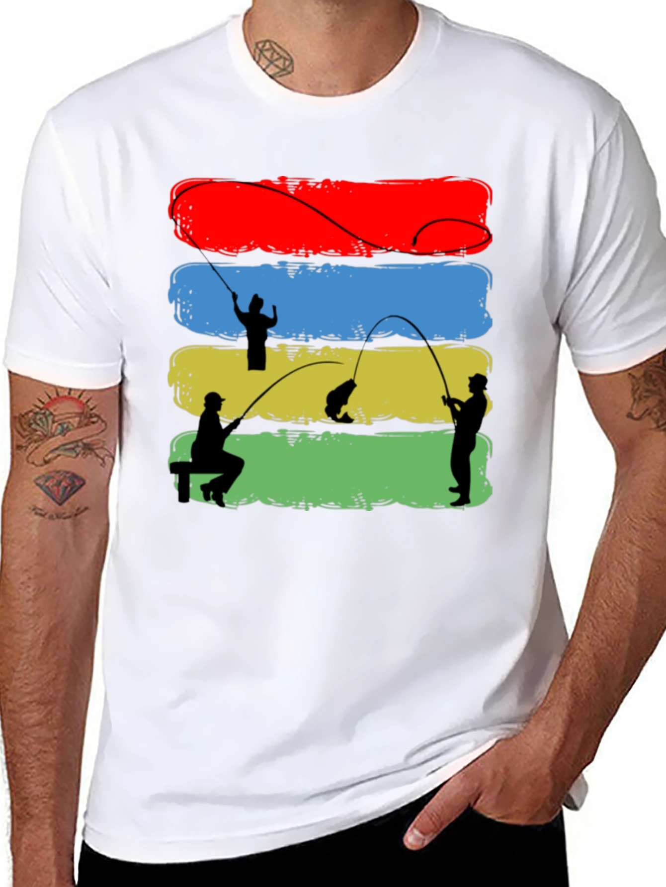 Fisherman Silhouette Graphic T-Shirt