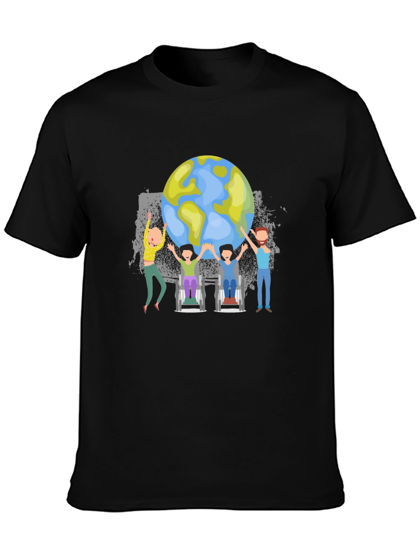 Unisex World Globe T-Shirt - Together We Can!