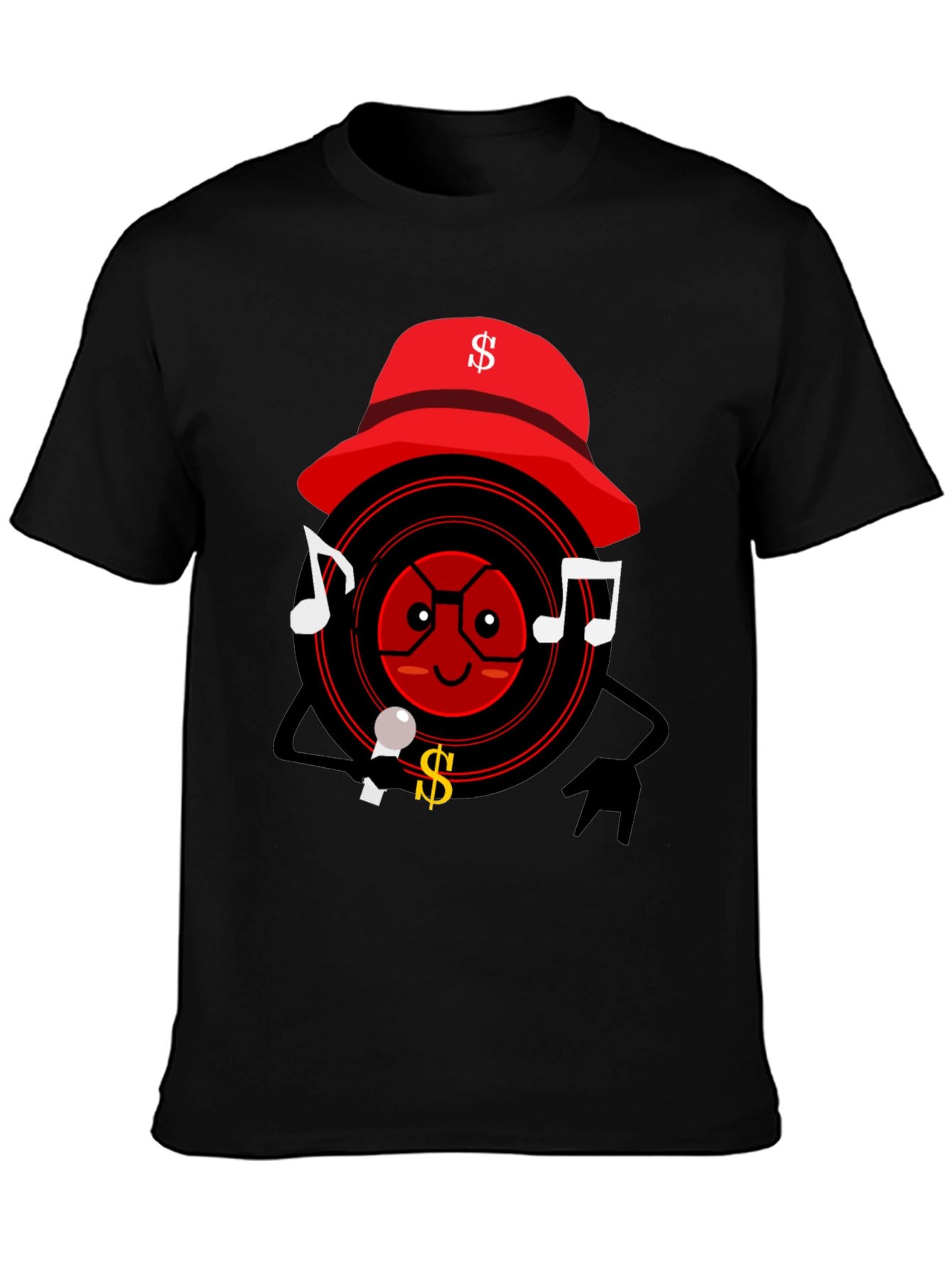 Cartoon Record Player Graphic T-Shirt