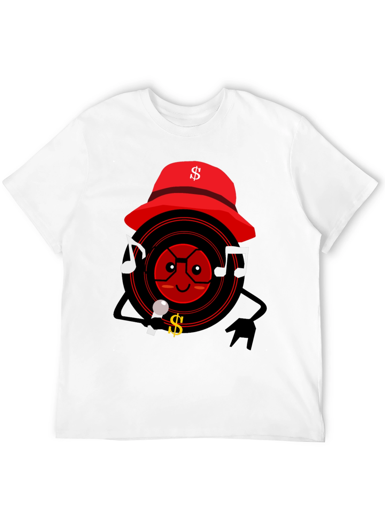 Cartoon Record Player Graphic T-Shirt