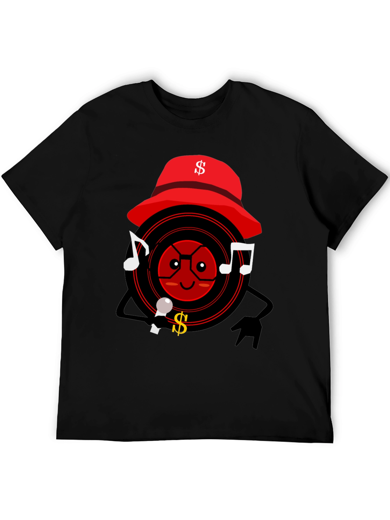 Cartoon Record Player Graphic T-Shirt