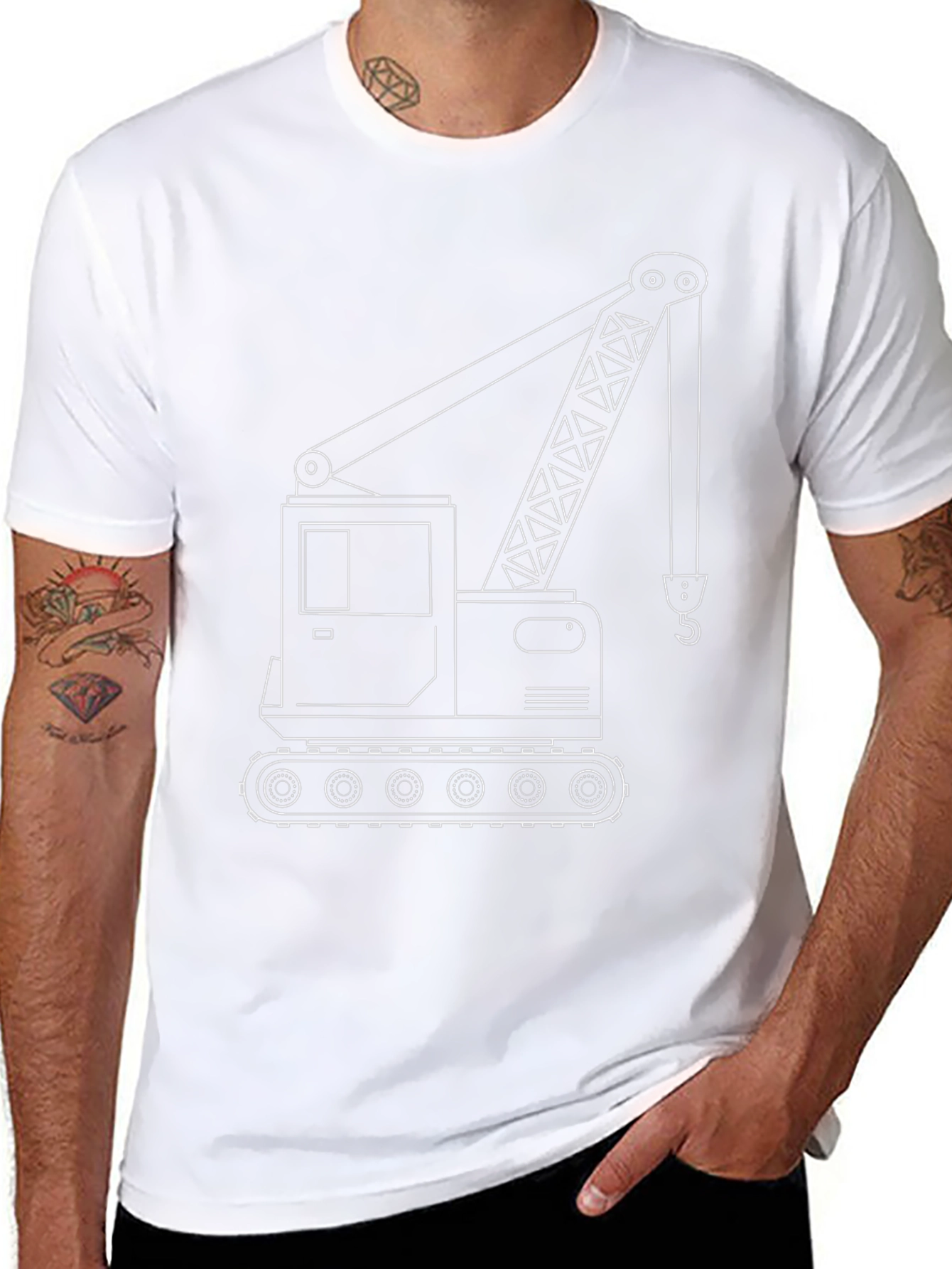 Crane Truck Graphic Tee - Construction Vehicle T-Shirt
