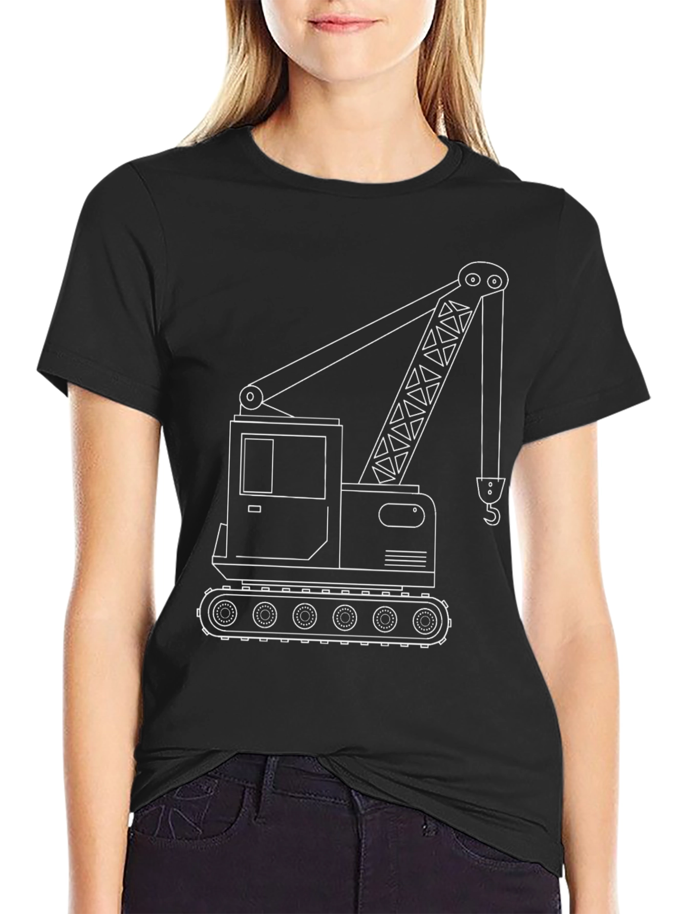 Crane Truck Graphic Tee - Construction Vehicle T-Shirt