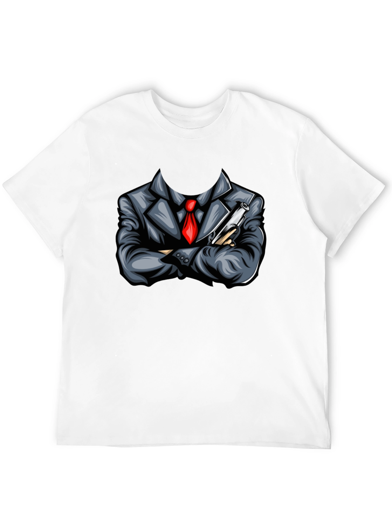 Suit & Gun Graphic Tee - Bold Black T-Shirt