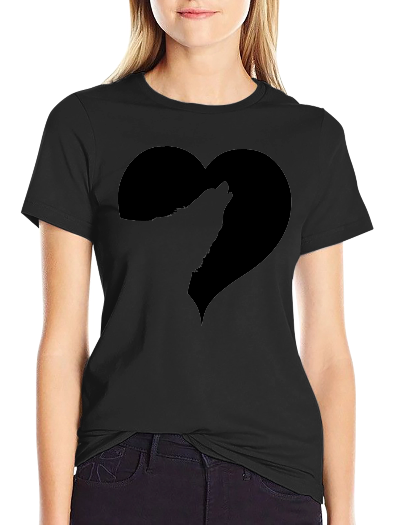 Wolf Heart Black Graphic Tee