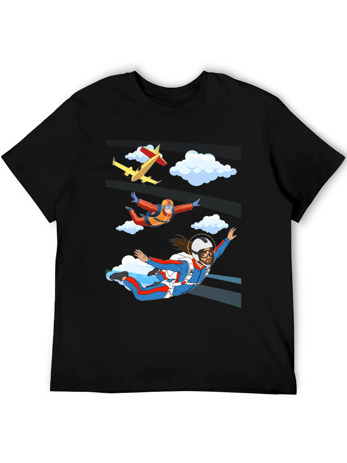 Skydiving Jesus Graphic T-Shirt - Novelty Design