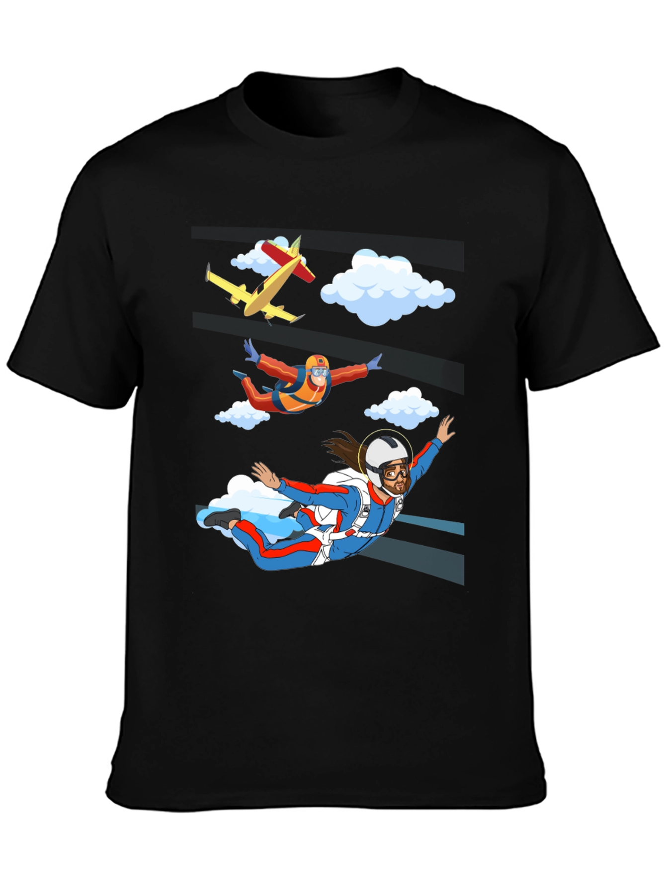 Skydiving Jesus Graphic T-Shirt - Novelty Design