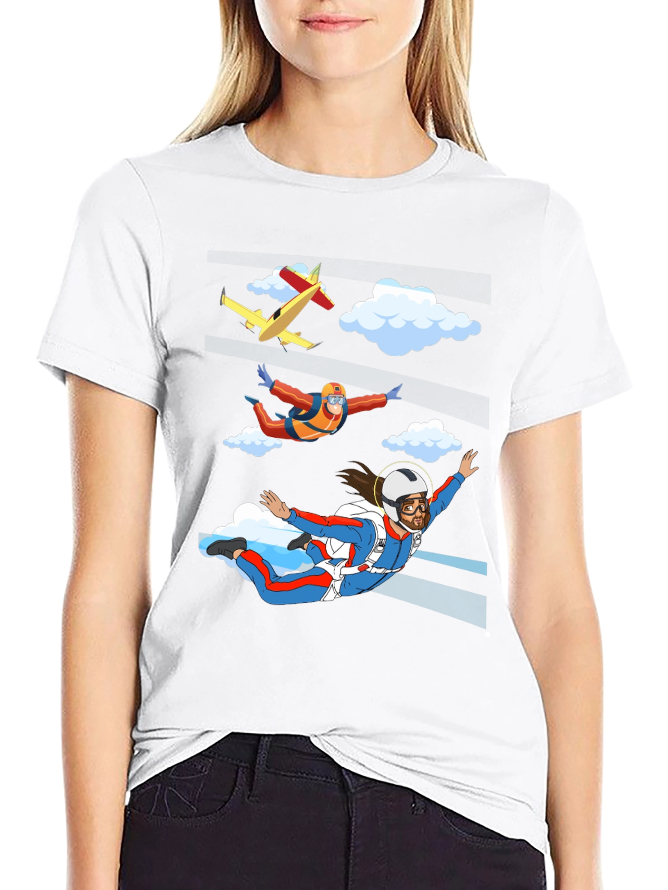 Skydiving Jesus Graphic T-Shirt - Novelty Design