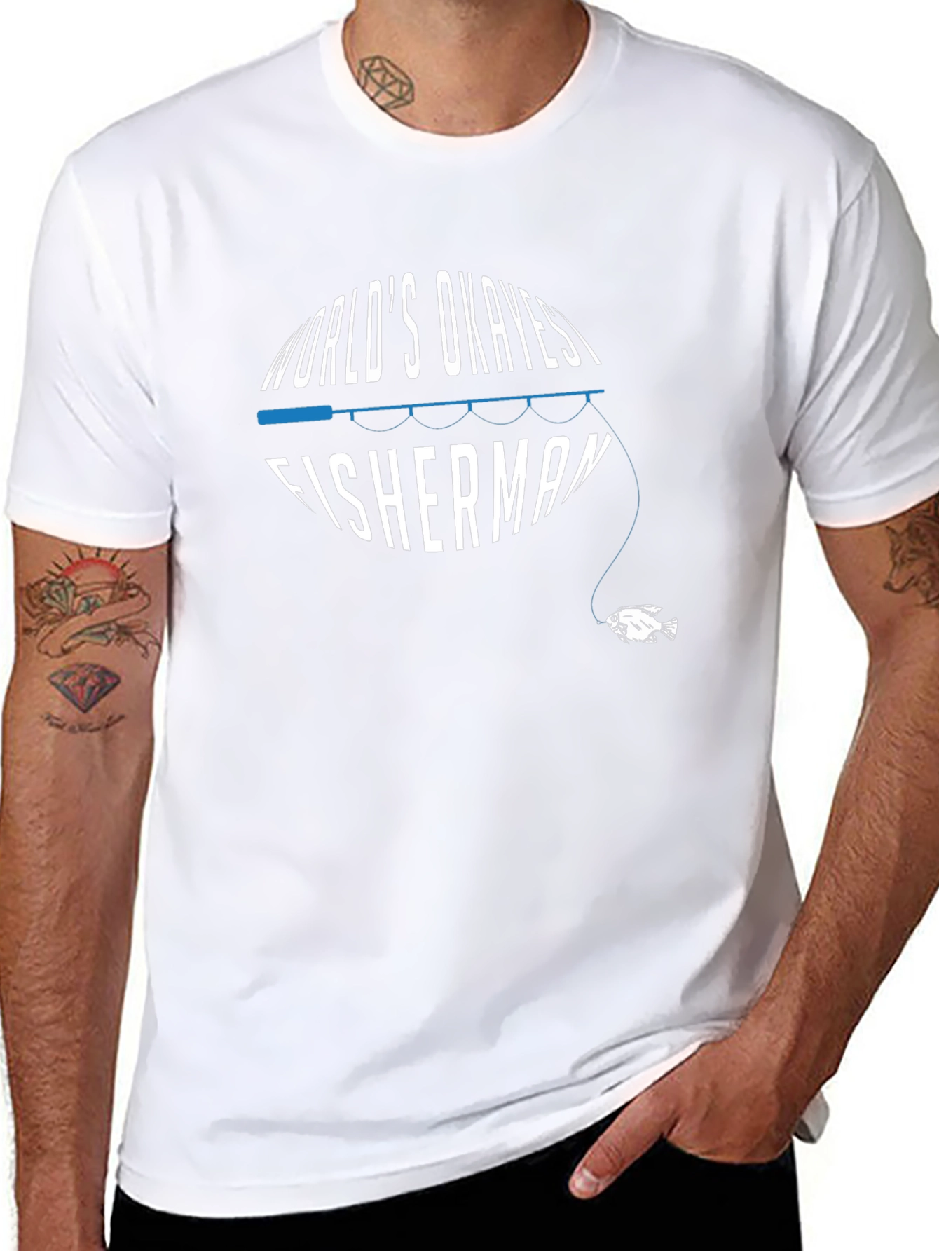 Worlds Okayest Fisherman Black T-Shirt