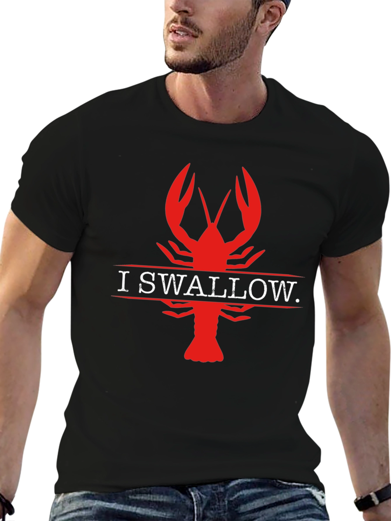 I Swallow Crawfish Black T-Shirt
