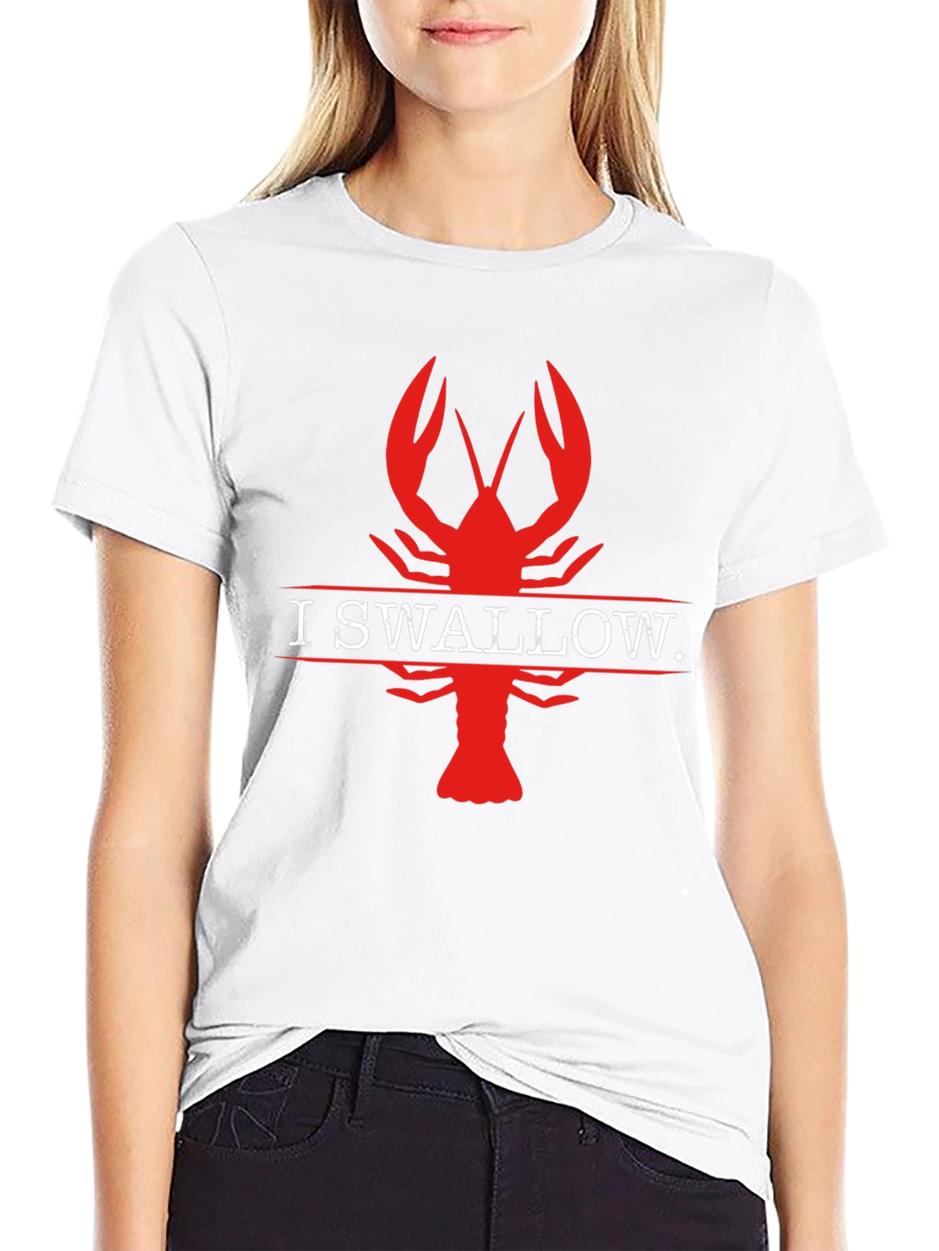 I Swallow Crawfish Black T-Shirt