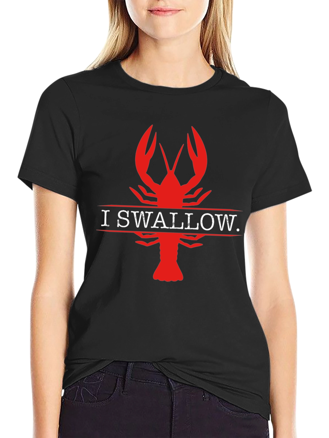 I Swallow Crawfish Black T-Shirt